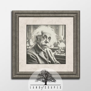 Unique Albert Einstein Sketch Style Art Print | Classic People of History Design | Vintage Look Home Wall Decor | DOWNLOAD PRINT
