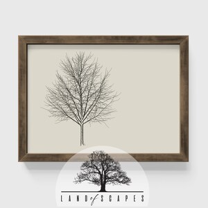 Neutral Single Tree Silhouette Style Print | Classic Simple Leafless Tree Design | Vintage Style Lone Tree Art | PRINTABLE DOWNLOAD