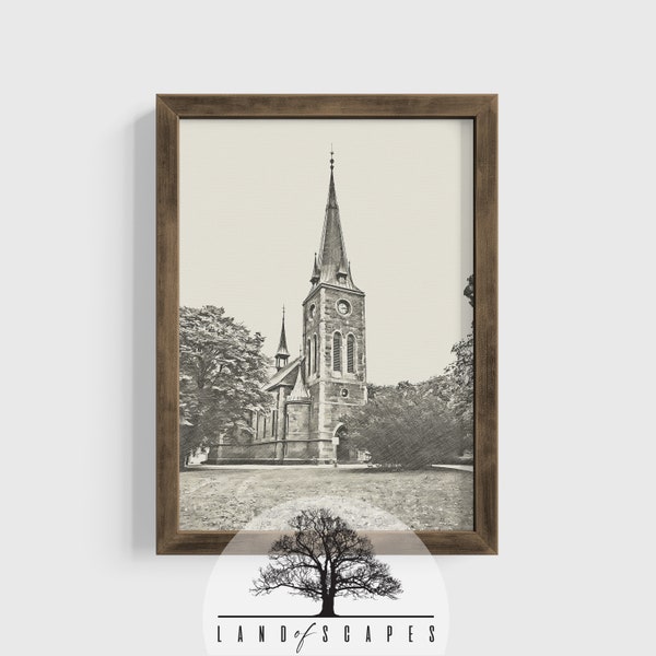 Vintage Historic Building Art | Classic Sketch Style Historical Structure Print | Unique Wall Art Print | Neutral Tone | DOWNLOAD TODAY