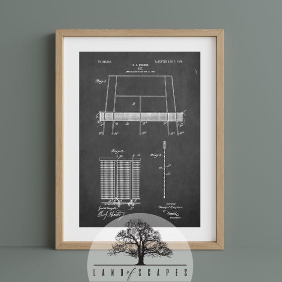 Poster Vintage "Filet De Tennis Brevet 1934" - Reproduction Sur Papier Mat, Prêt à Encadrer
