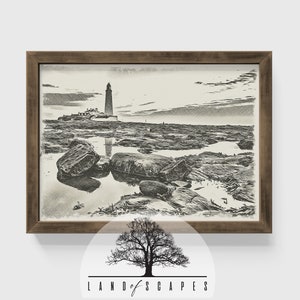 Vintage Coastal Lighthouse Art | Classic Lighthouse Print | Nautical Old Style Design | DOWLOAD PRINT