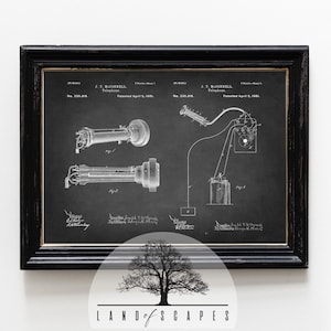 Vintage Telephone Patent Art Print: Dark Academia Wall Decor (Digital Download)