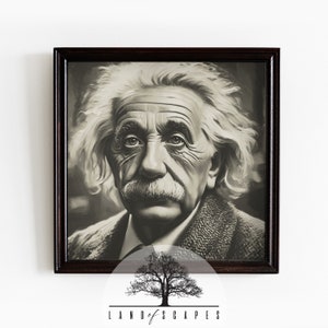 Vintage Look Albert Einstein Art Print | Classic Famous People Design | Unique Neutral Tone Home Wall Decor | PRINTABLE DOWNLOAD