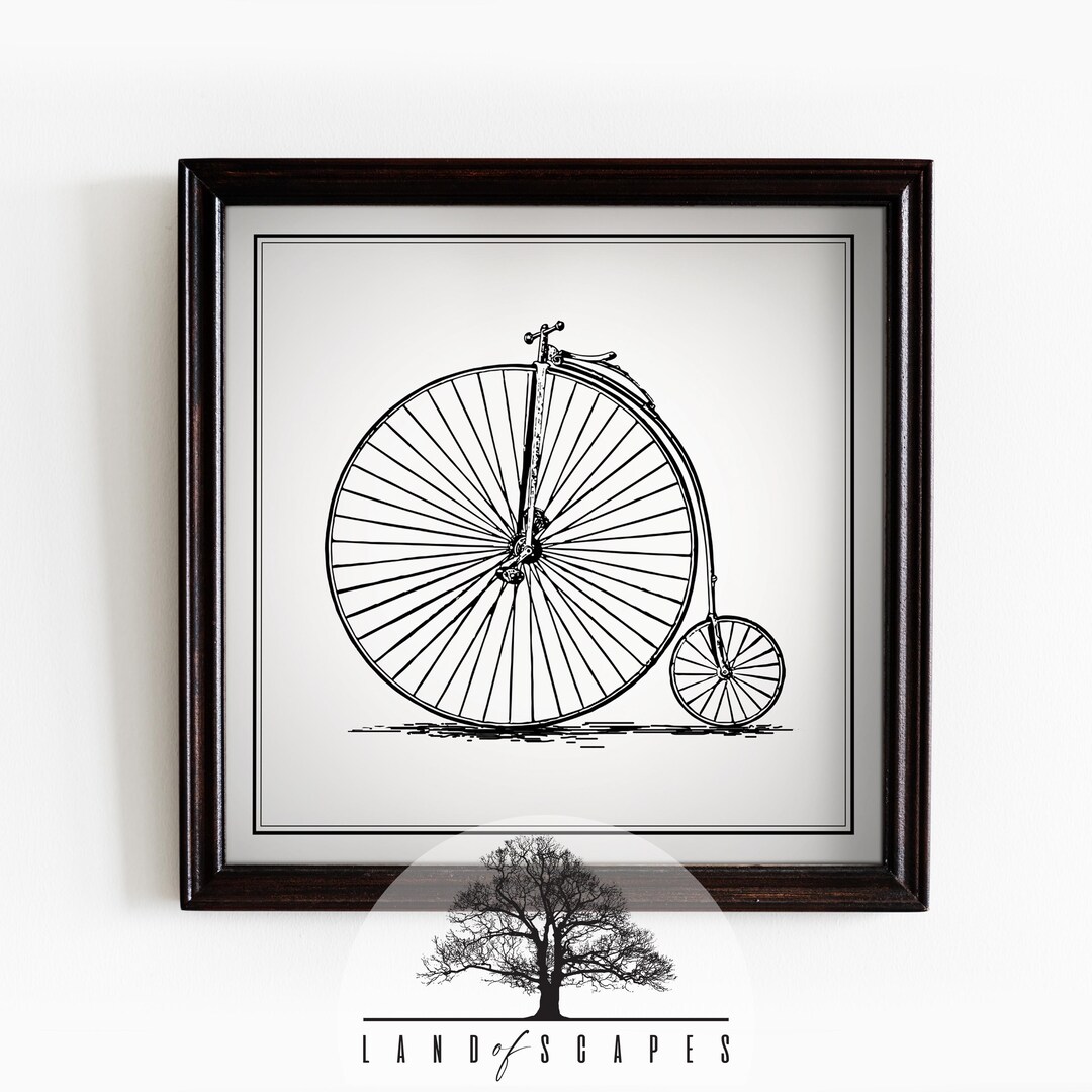 Penny Farthing Bicycle Art Print: Vintage Invention Wall Decor (digital ...