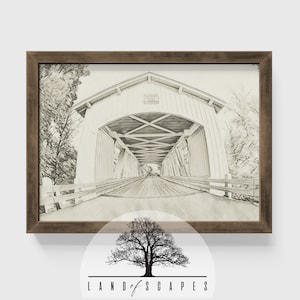 Vintage Bridge Art | Classic Style Bridges and Roads Print | Old Town Water Crossing Covered Bridge | DOWNLOAD