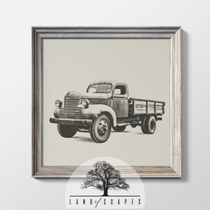 Classic Farm Truck Sketch Style Art | Vintage Old Dump Bed Truck Print | Unique Simple Farm House Art print | DOWNLOAD TODAY