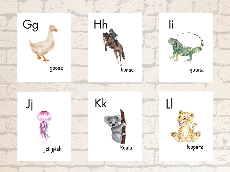 Alphabet Posters, Watercolor Alphabet Clipart, Alpahabet Cards ...