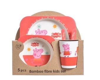 Peppa Pig Tafelservice, Teller, Schüssel, Tasse, Gabel, Löffel, Utensilien, Kind, Kleinkind, Baby