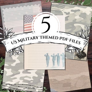Papelería con temática militar de EE. UU. - Papel para escribir cartas - ¡Descarga instantánea! - Para mi soldado - Diseños digitales en formato PDF