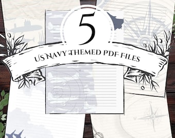 Military Sea and Sky Themed Stationary - Naval Letter Writing Paper - Instant Download - Military Letters