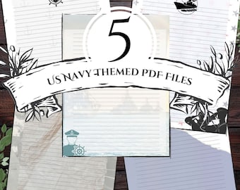 Military Themed Stationary - Letter Writing Paper - Military Letters - Instant Download! - 5 Designed PDF Files