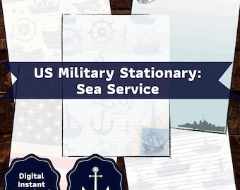 Printable Letter Writing Paper Set | Military Romance Stationery | Navy Blue Style | Long Distance Couple Gift | Instant Download