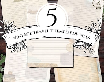 Vintage Travel Themed Stationary - Digital Download - Instantly Available - 5 PDF Designs - Letter Writing Paper