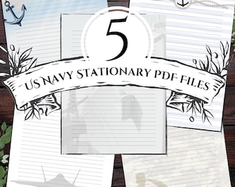 Military Themed Stationary - Military Letter Writing Paper - Digital Download - 5 PDF Files - Bootcamp - Long Distance Love Letter