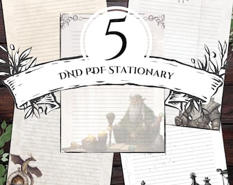Dragons amd Alchemy Themed Stationary - DND Letter Writing Paper - Instant Digital Download - PDF Files - Fantasy Style Paper Design