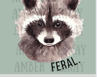 Feral Raccoon Toddler Shirt Design PNG - Instant Download