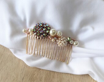 Handcrafted Hair Comb Cluster Jewelry Blush Pink Accessory Wedding Pearls Comb for Prom