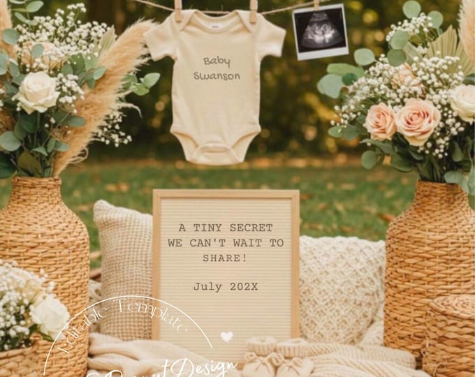 A New Chapter Pregnancy Announcement: Editable Canva Template Digital Download