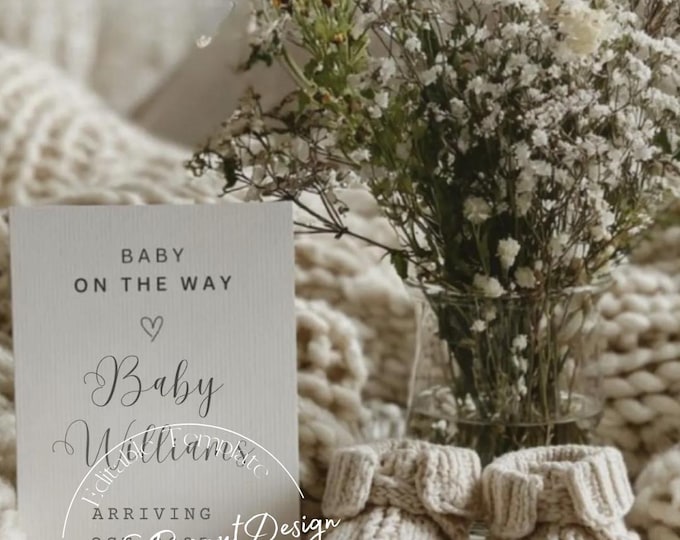 Boho Pregnancy Announcement: Neutral Digital Canva Template (Digital Download)