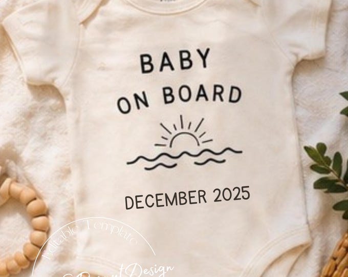 Baby On Board Pregnancy Announcement Template | Summer Beach Reveal (Digital Download)
