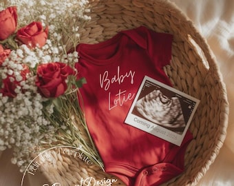 Boho Valentine’s Pregnancy Announcement Template | Baby Name Reveal | Editable Canva Template