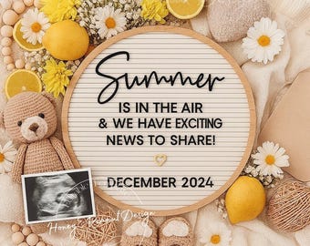 Lemon Drop Love Pregnancy Announcement: Summer Canva Template Digital Download