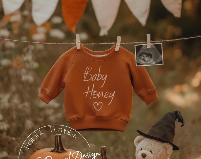 Pumpkin Spice Baby Announcement: Fall Pregnancy, Editable Canva Template (Digital Download)