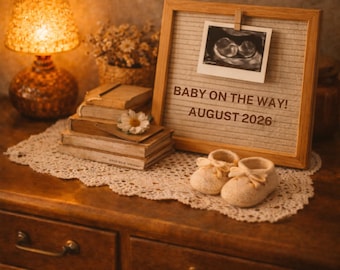 Retro Baby Announcement | Vintage Keepsake, Editable Canva Template (Digital Download)