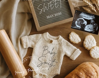 Baking Something Sweet Pregnancy Announcement: Baking Theme Canva Template Digital Download