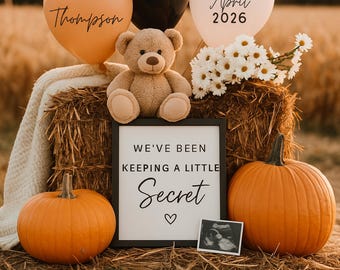 Fall Pregnancy Announcement: Pumpkin Patch Canva Template (Digital Download)