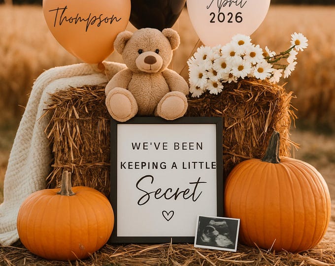 Fall Pregnancy Announcement: Pumpkin Patch Canva Template (Digital Download)