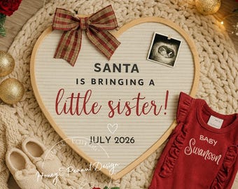 Christmas Sister Pregnancy Announcement – Santa Surprise Template (Digital Download)