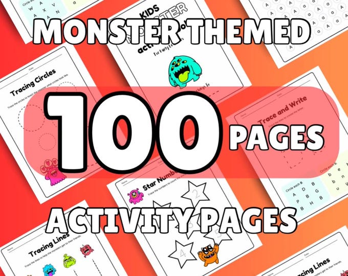 Monster Fun Activity Book for Kids – 100 Pages of Learning & Play! | Digital Download