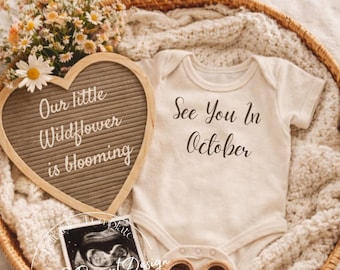 Where Wildflowers Grow Pregnancy Announcement: Editable Canva Template Digital Download