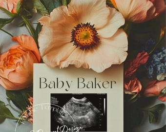 Floral Pregnancy Announcement Template | Modern Baby Reveal | Editable Canva Template