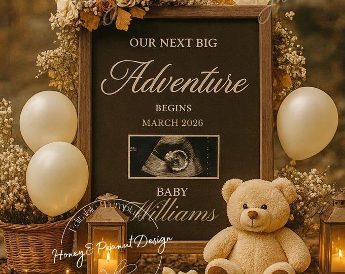 Fall Adventure Baby Announcement: Rustic Fall Canva Template (Digital Download)