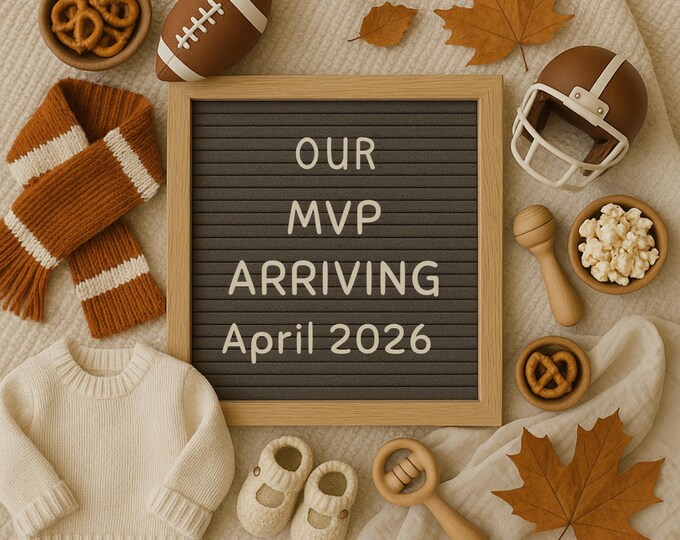 Fall Football Pregnancy Announcement: MVP Baby Reveal (Editable Template, Digital Download