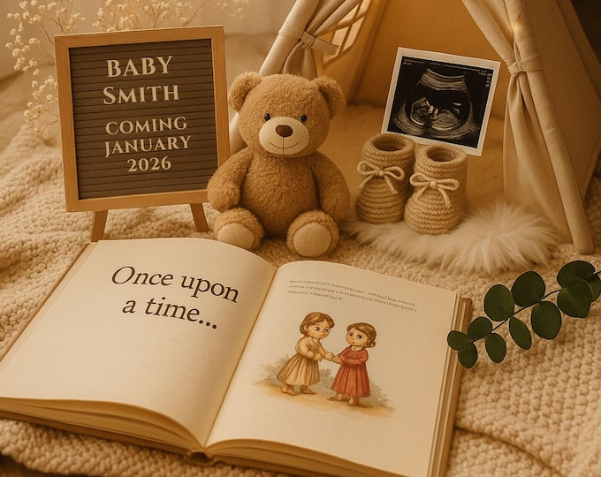 Fairy Tale Baby Announcement: Whimsical Canva Template (Digital Download)