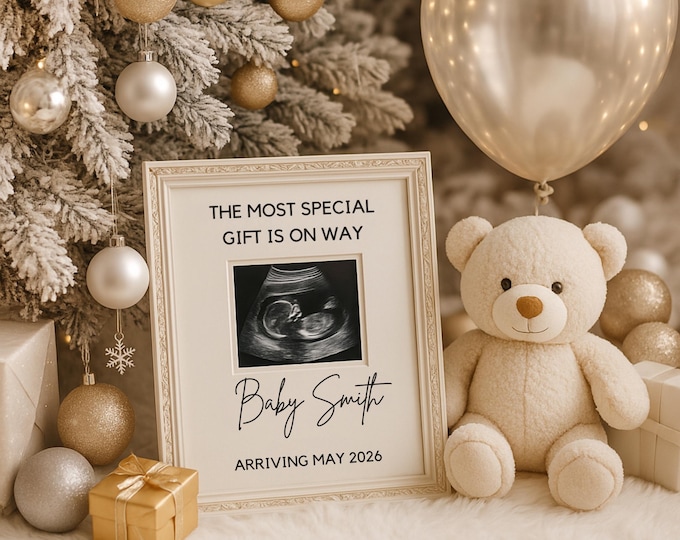 Winter Christmas Baby Announcement Template – Wrapped in Love (Digital Download)