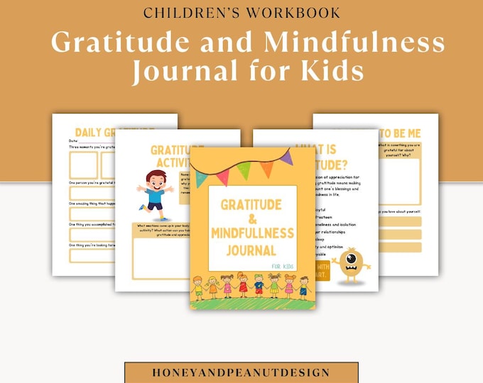 Kids’ Gratitude & Mindfulness Journal — 34 Printable Pages — DIGITAL PRODUCT