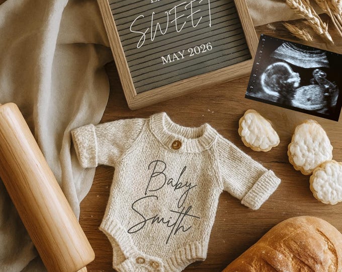 Baking Something Sweet Pregnancy Announcement: Baking Theme Canva Template Digital Download