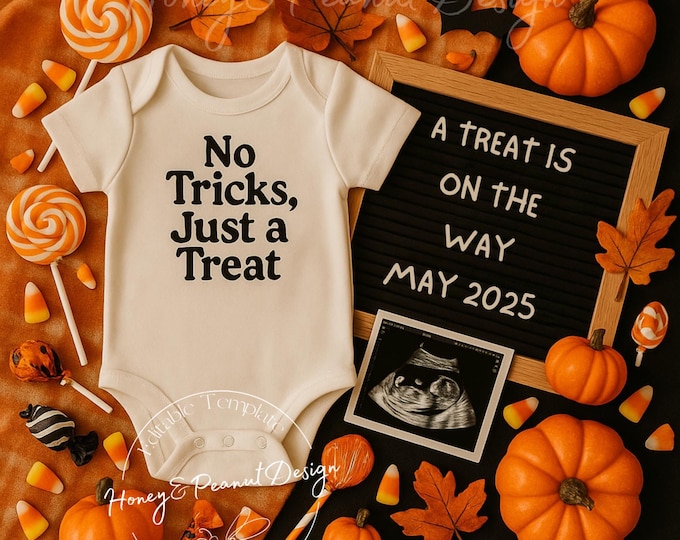 Halloween Pregnancy Announcement: Editable Canva Template (Digital Download)