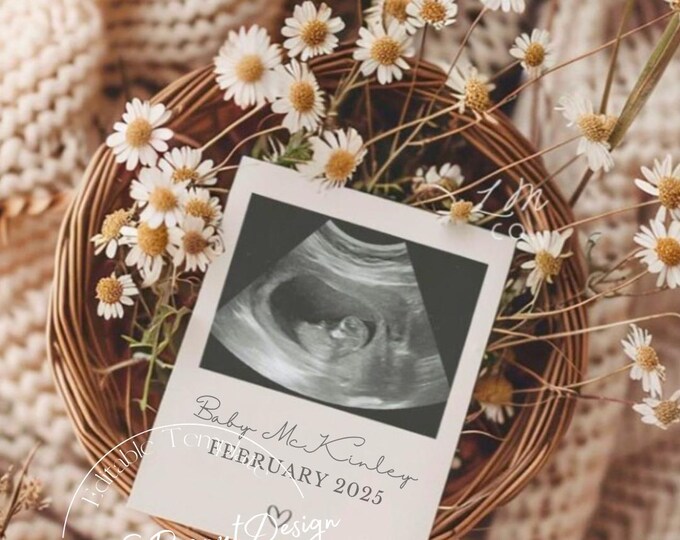 Blooming Baby Pregnancy Announcement: Editable Canva Template Digital Download