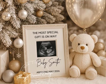 Winter Christmas Baby Announcement Template – Wrapped in Love (Digital Download)