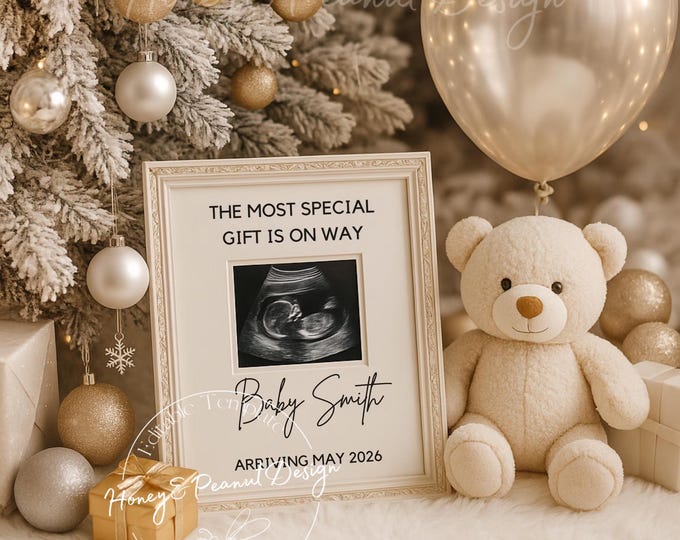 Winter Christmas Baby Announcement Template – Wrapped in Love (Digital Download)