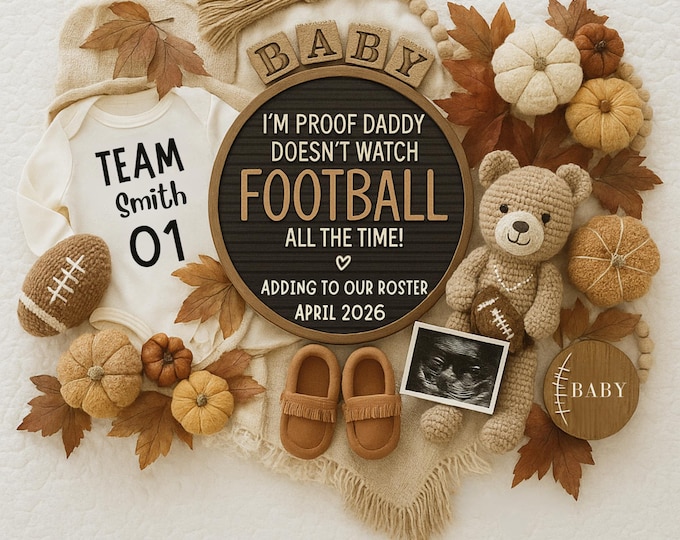 Fall Football Pregnancy Announcement: Daddy's MVP, Editable Template (Digital)