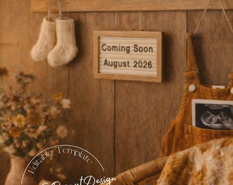 Hanging Up Hope | Retro Pregnancy Announcement | Vintage Baby Reveal | Editable Canva Download