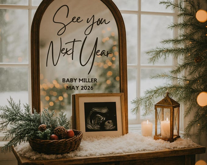 Cozy Christmas Baby Reveal | Winter Pregnancy Announcement Template (Digital Download)
