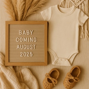 Boho Dreams - Modèle numérique toile d'annonce de grossesse pour bébé - Modèle canva modifiable, faire-part de grossesse, réseaux sociaux