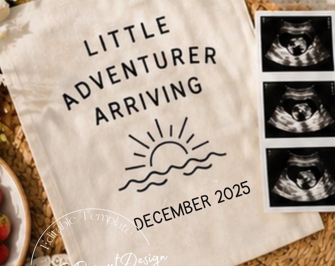 Little Adventurer Arriving: Editable Canva Template (Digital Download)